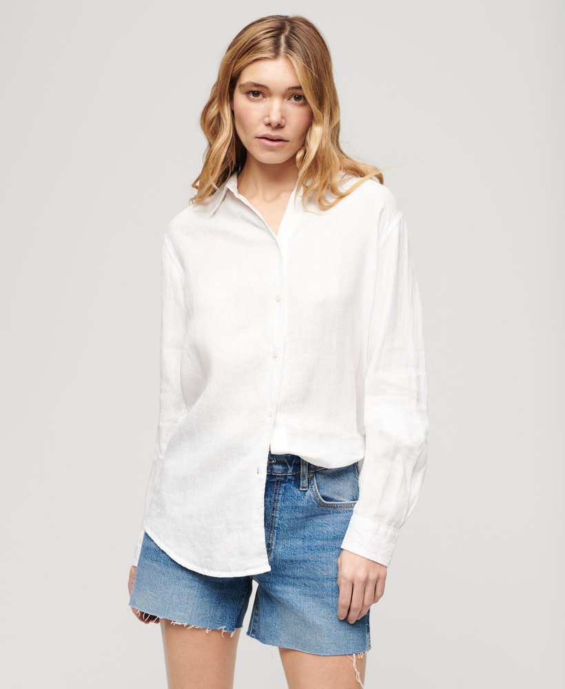 camisa boyfriend casual de linho na cor optic