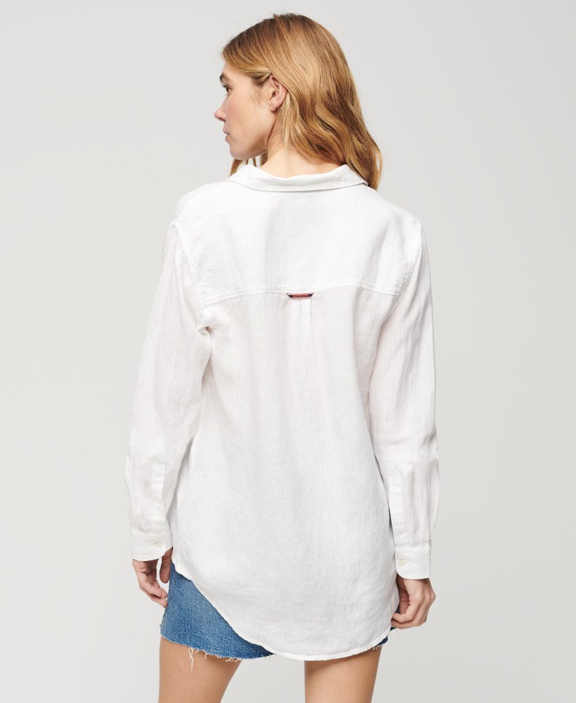 camisa boyfriend casual de linho na cor optic