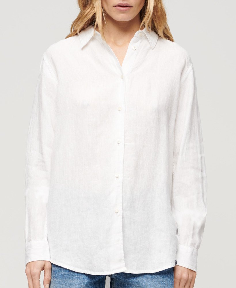camisa boyfriend casual de linho na cor optic
