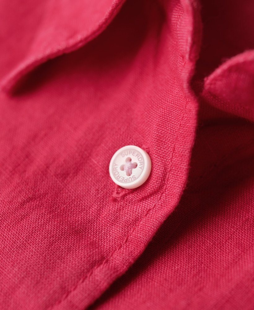 camisa boyfriend casual de linho na cor rosa choque.