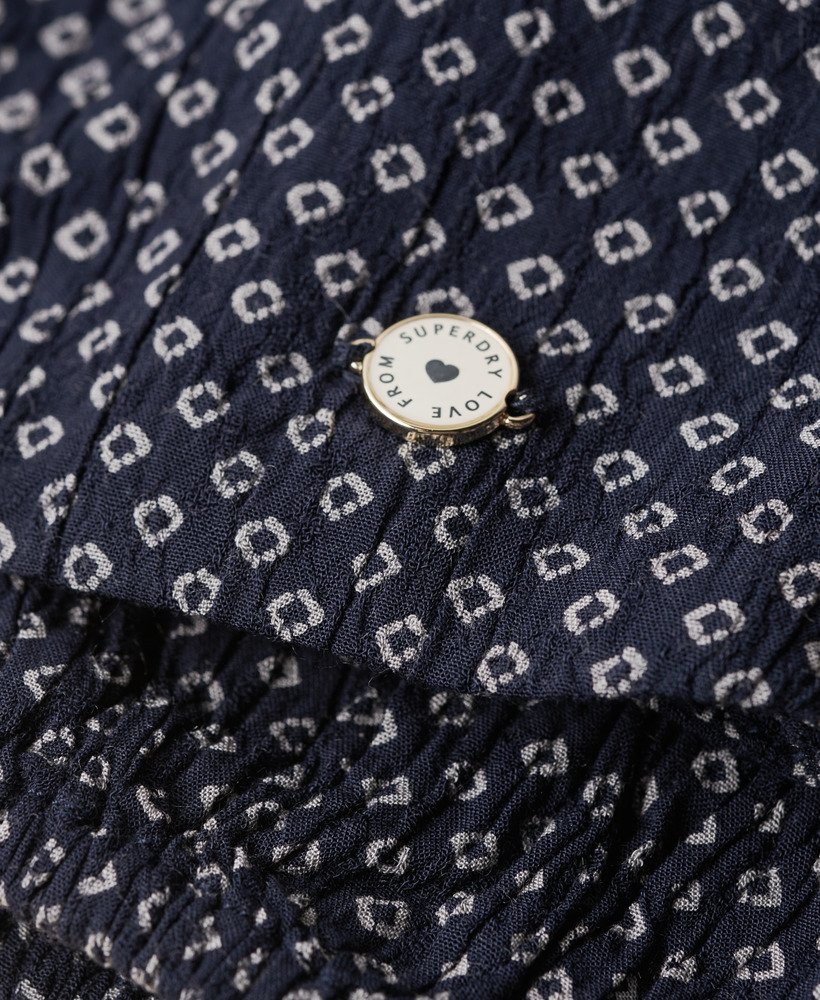 top cropped de manga comprida em tecido plano na cor scotty navy.