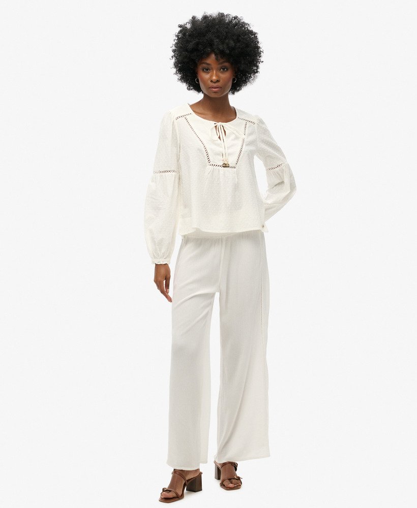 blusa de praia de manga comprida ibiza na cor off white