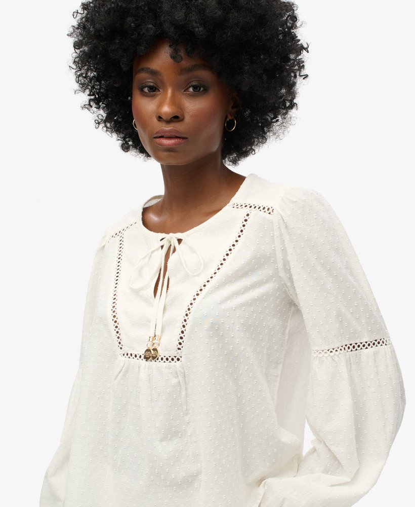 blusa de praia de manga comprida ibiza na cor off white
