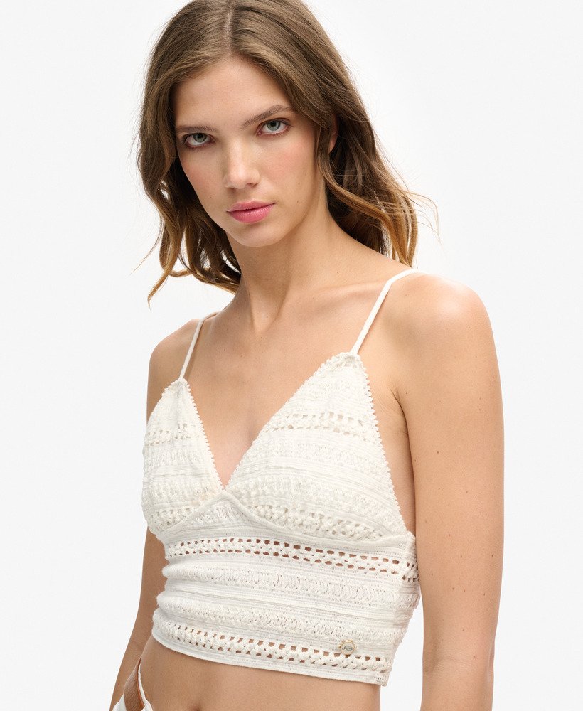 sutiã sem alças de renda jersey na cor branco off-white.