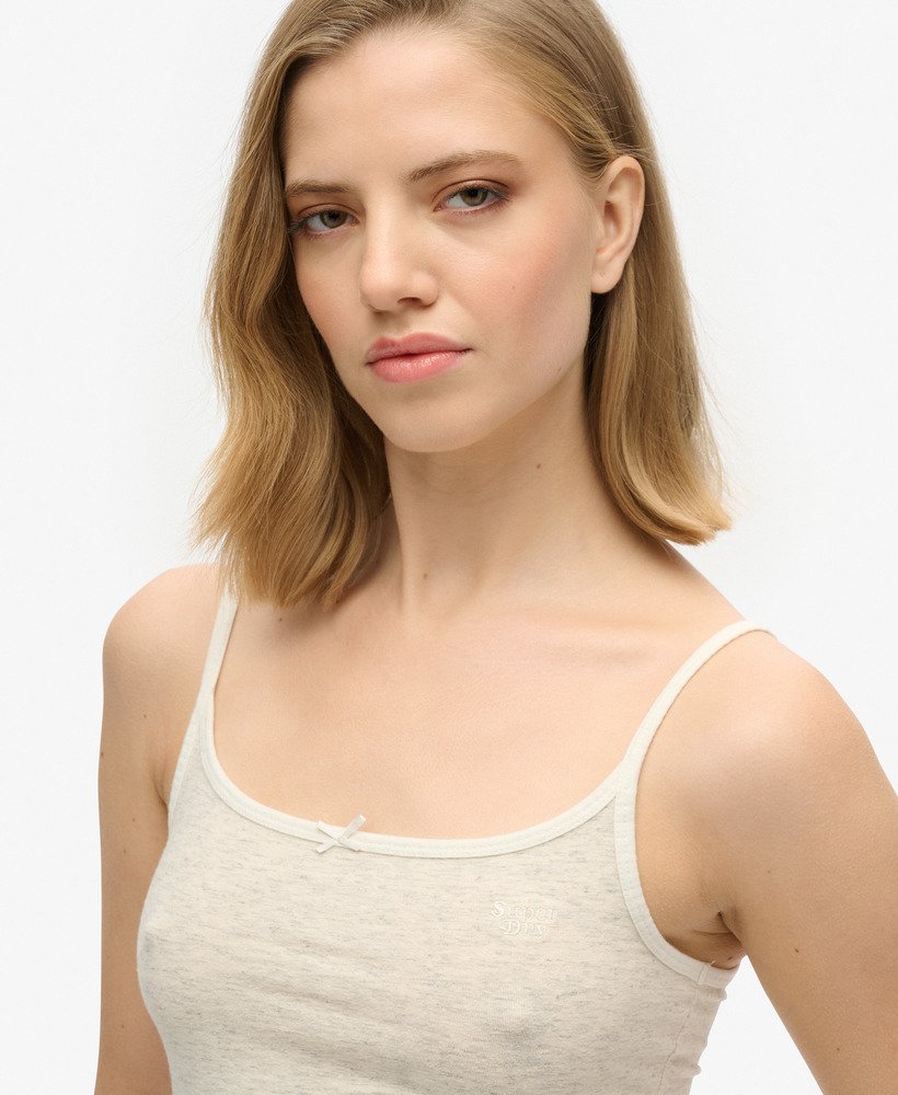 top de alças athletic essentials na cor off white fleck mesclado