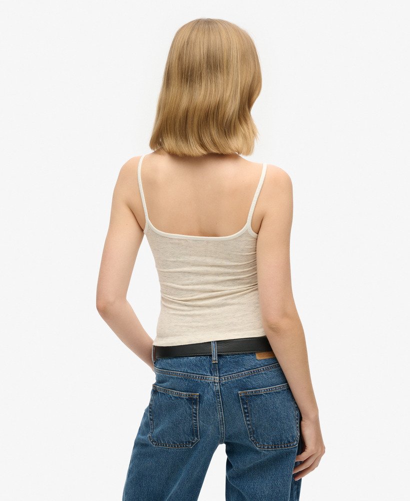 top de alças athletic essentials na cor off white fleck mesclado