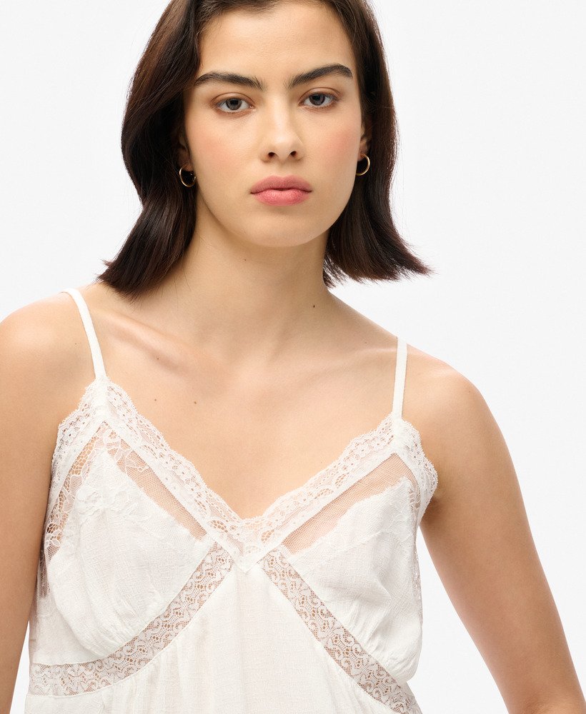 top de alças ibiza com renda transparente na cor off white