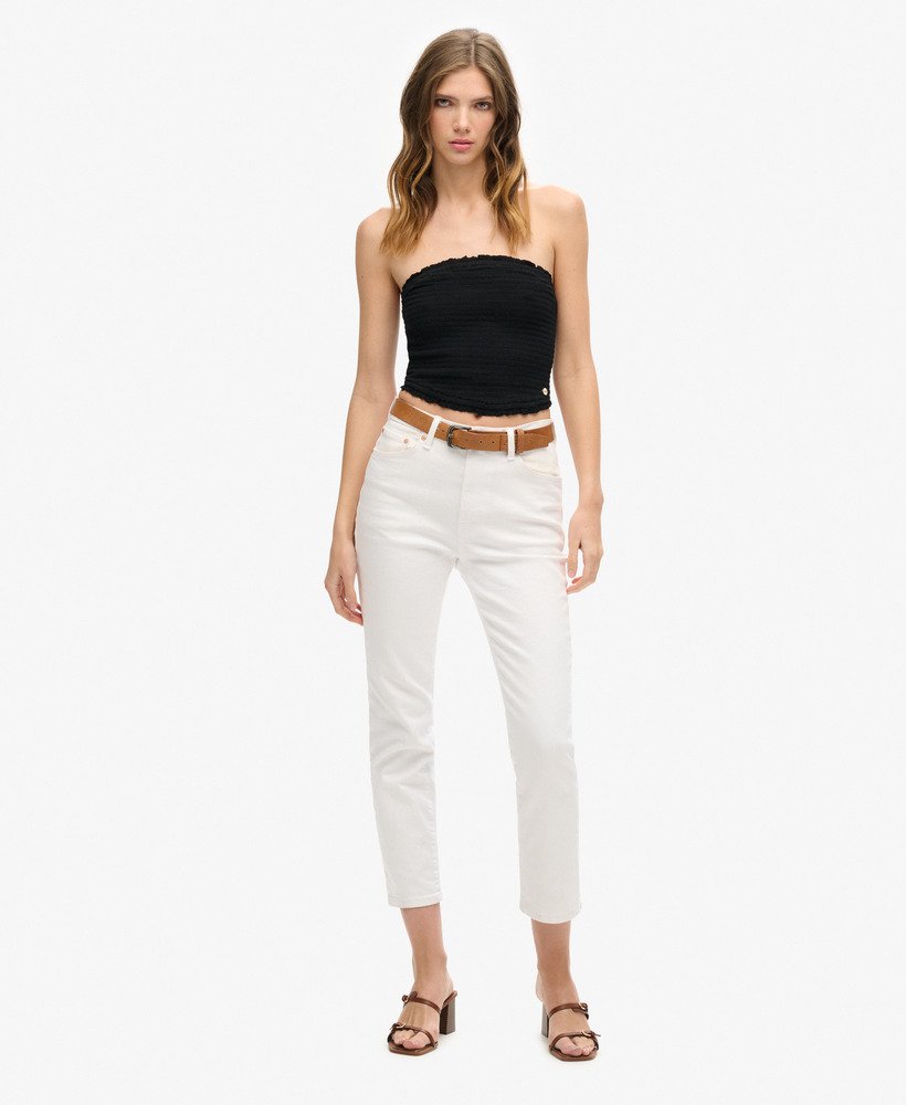 top bandeau com detalhe franzido na cor preta.
