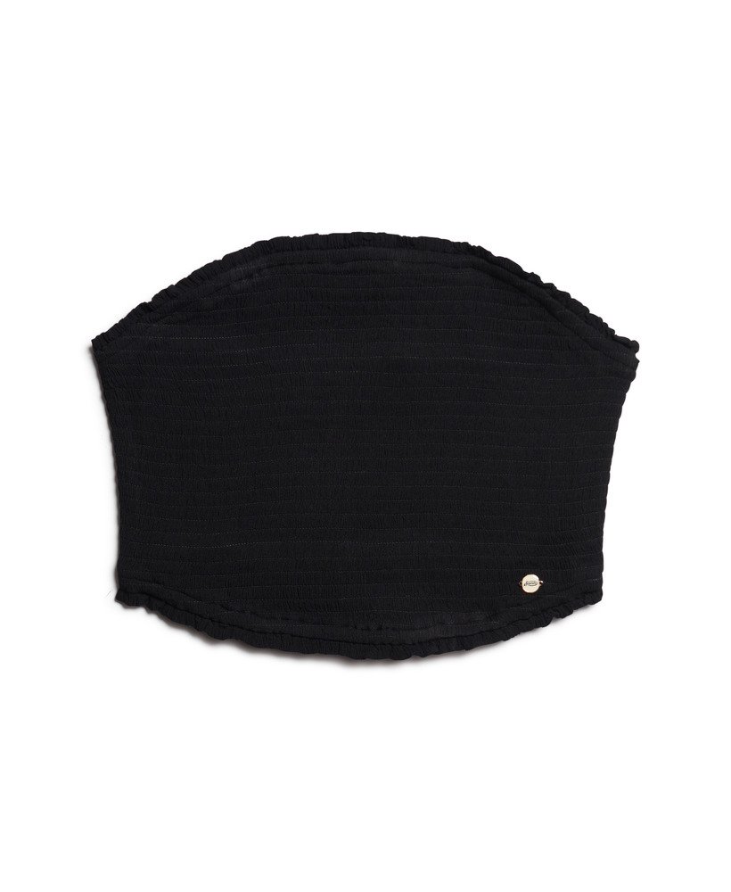 top bandeau com detalhe franzido na cor preta.