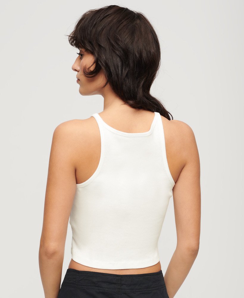 colete racer canelado bordado em branco brilhante