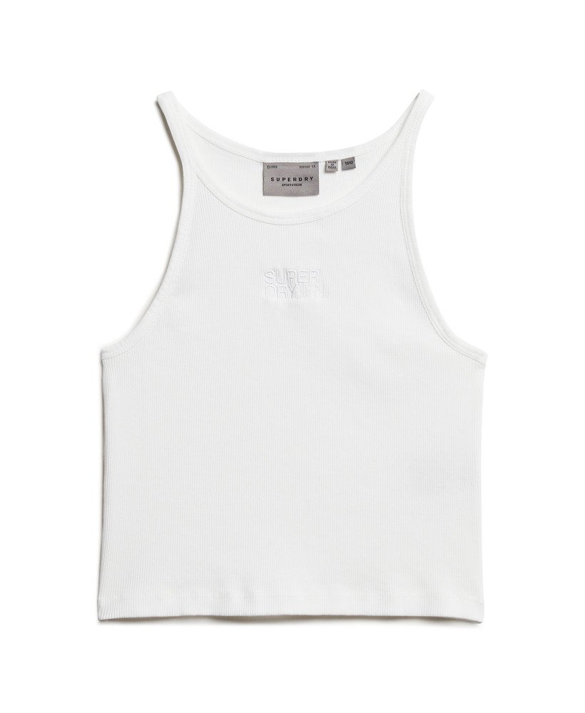 colete racer canelado bordado em branco brilhante