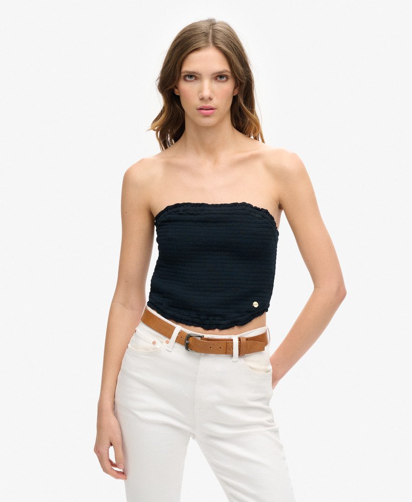 top bandeau com franzido na cor azul marinho eclipse.