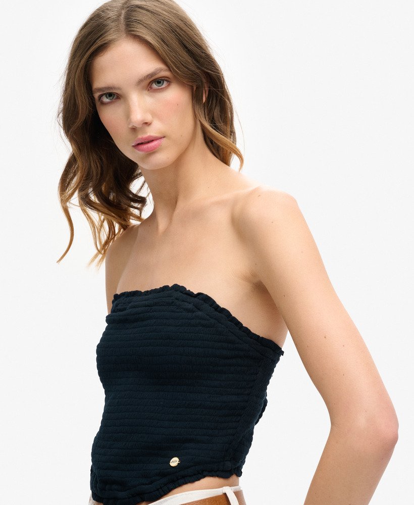 top bandeau com franzido na cor azul marinho eclipse.