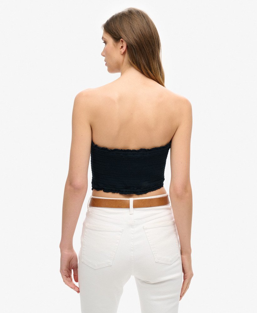 top bandeau com franzido na cor azul marinho eclipse.