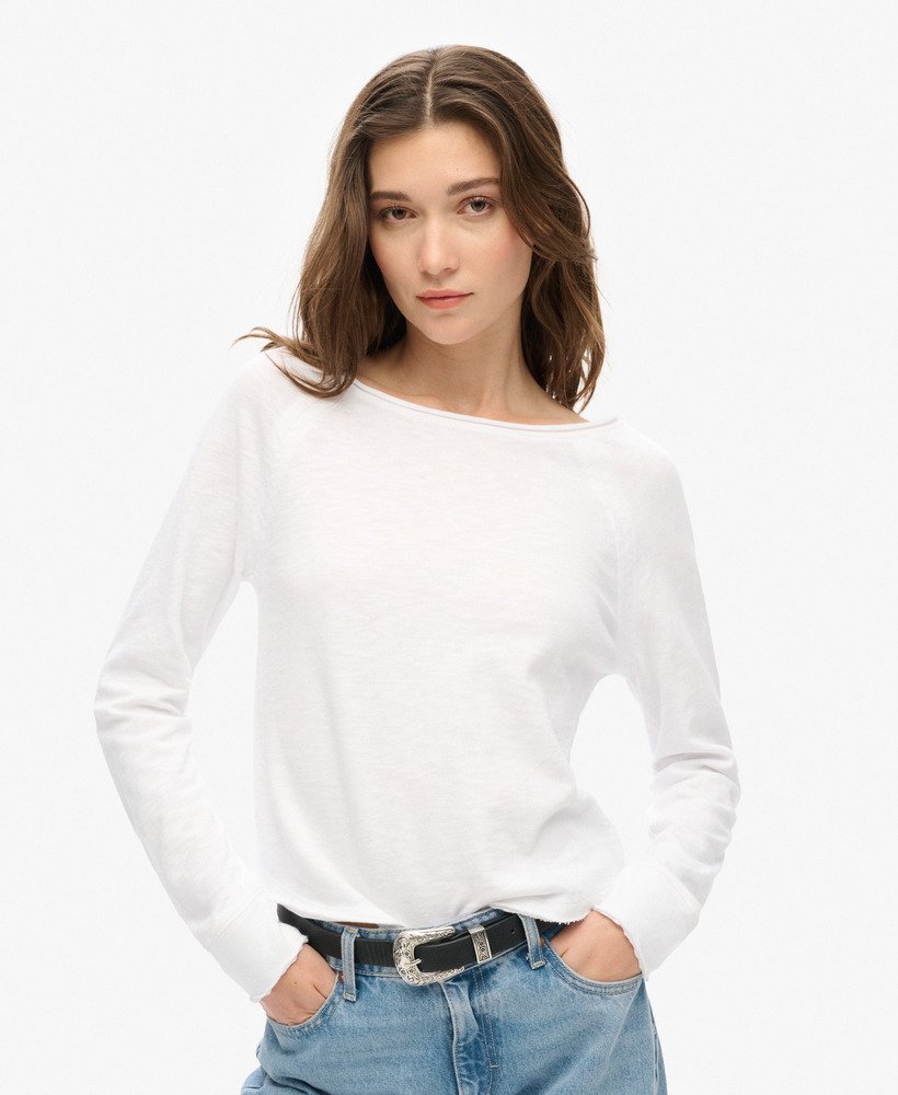 blusa de manga comprida em tecido felpudo francês na cor Óptica