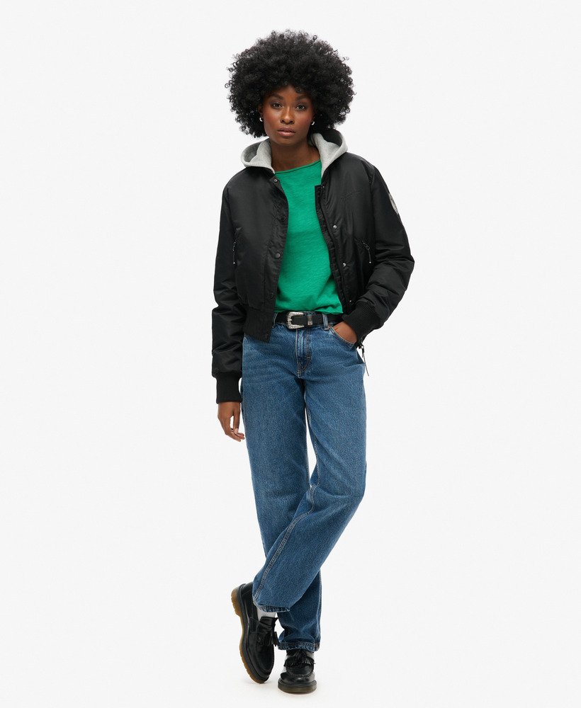 blusa de manga comprida em tecido french terry na cor verde drop kick.
