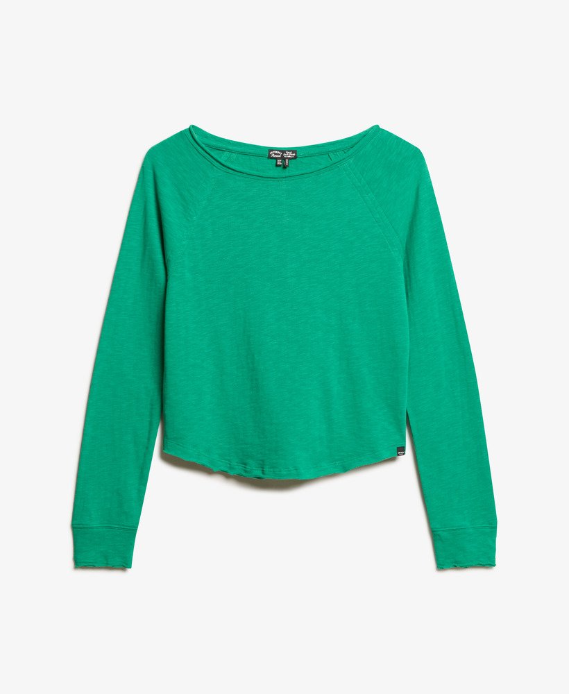 blusa de manga comprida em tecido french terry na cor verde drop kick.