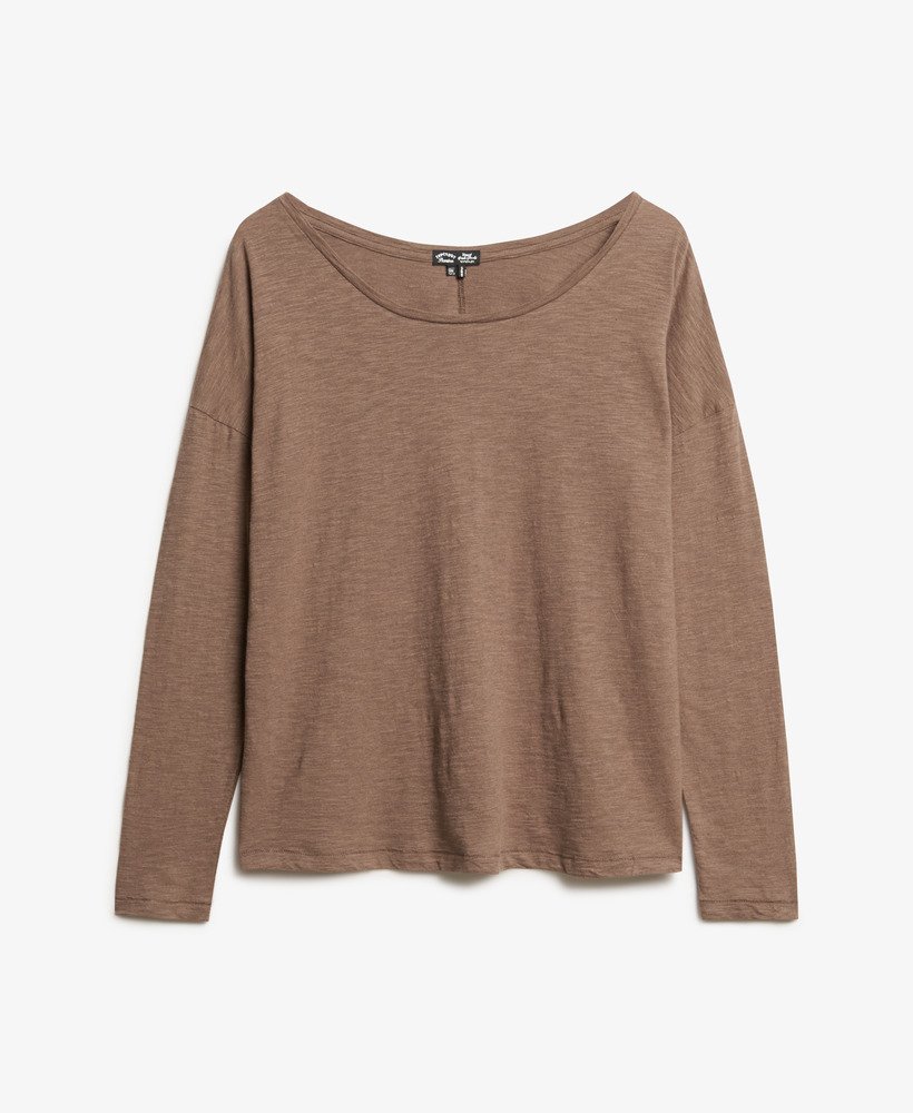 blusa de manga comprida em malha na cor marrom mesclado.