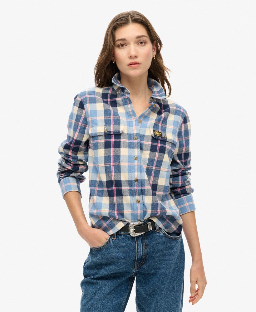 camisa de flanela xadrez lenhador em xadrez azul clássico