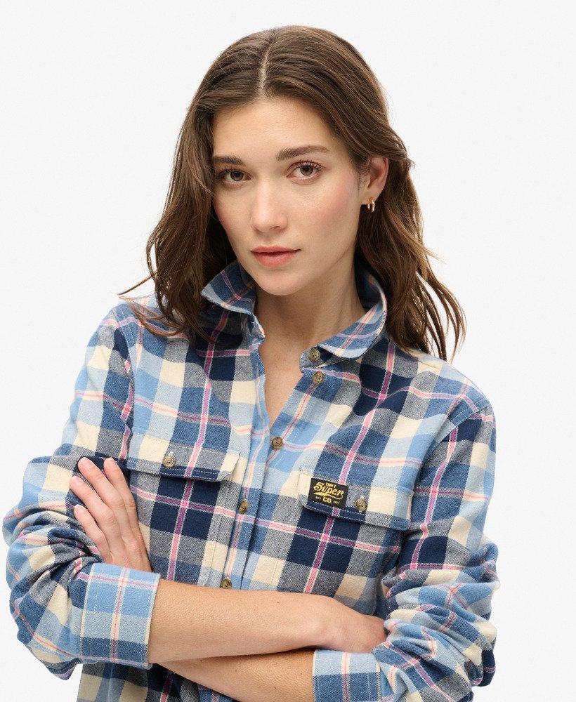 camisa de flanela xadrez lenhador em xadrez azul clássico