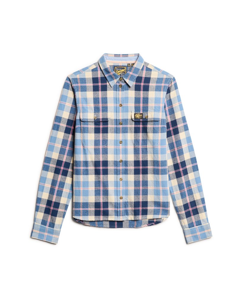 camisa de flanela xadrez lenhador em xadrez azul clássico