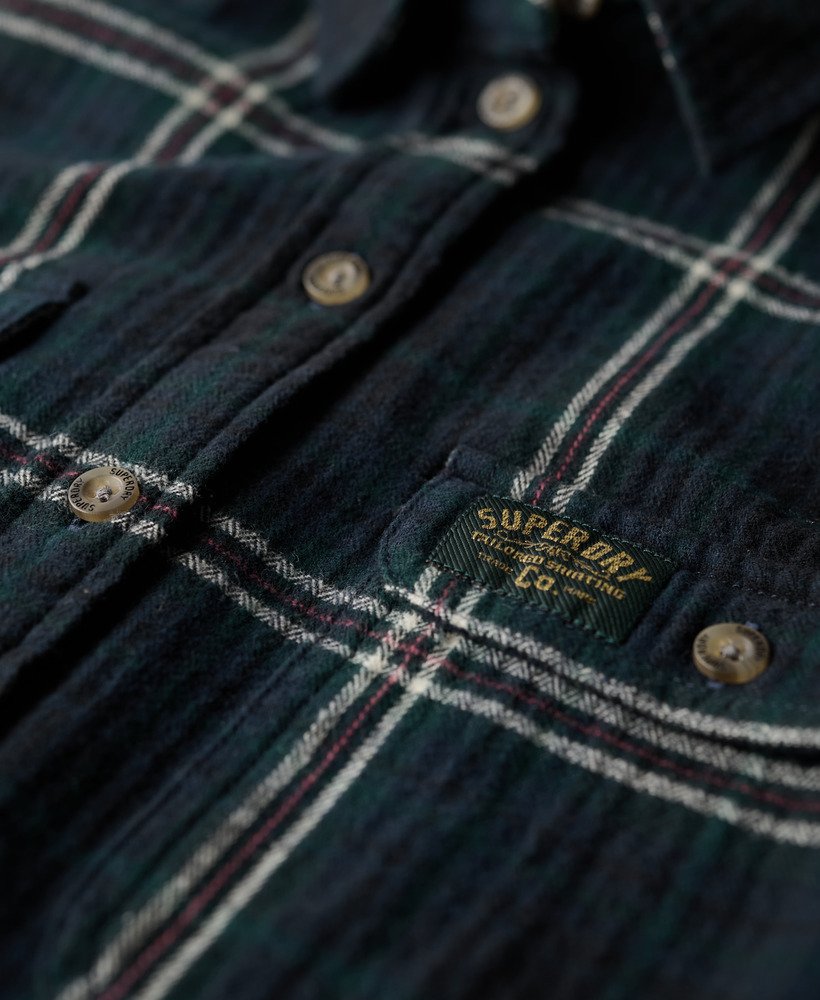 camisa de flanela xadrez lenhador em azul marinhoverde