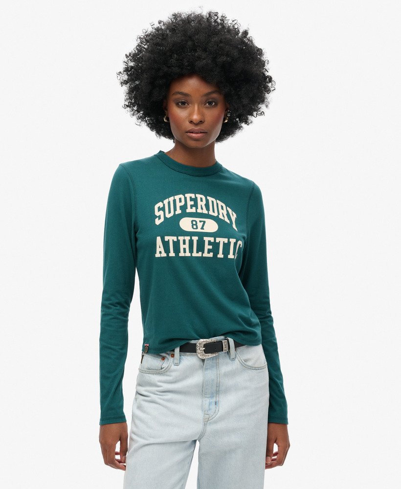 camiseta de manga comprida athletic essentials ringer slim na cor verde pinho escuro