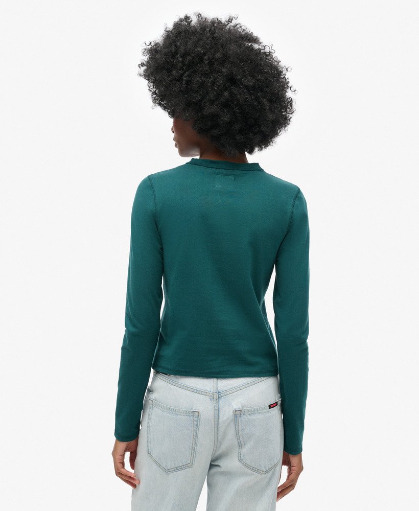 camiseta de manga comprida athletic essentials ringer slim na cor verde pinho escuro