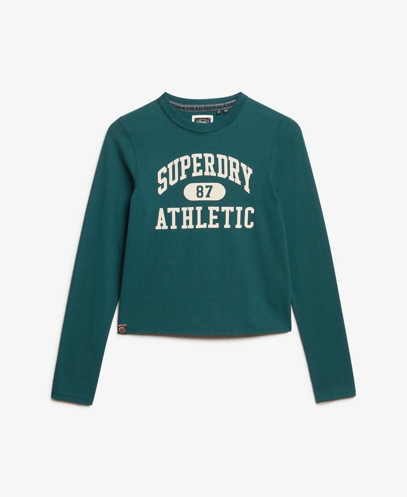 camiseta de manga comprida athletic essentials ringer slim na cor verde pinho escuro
