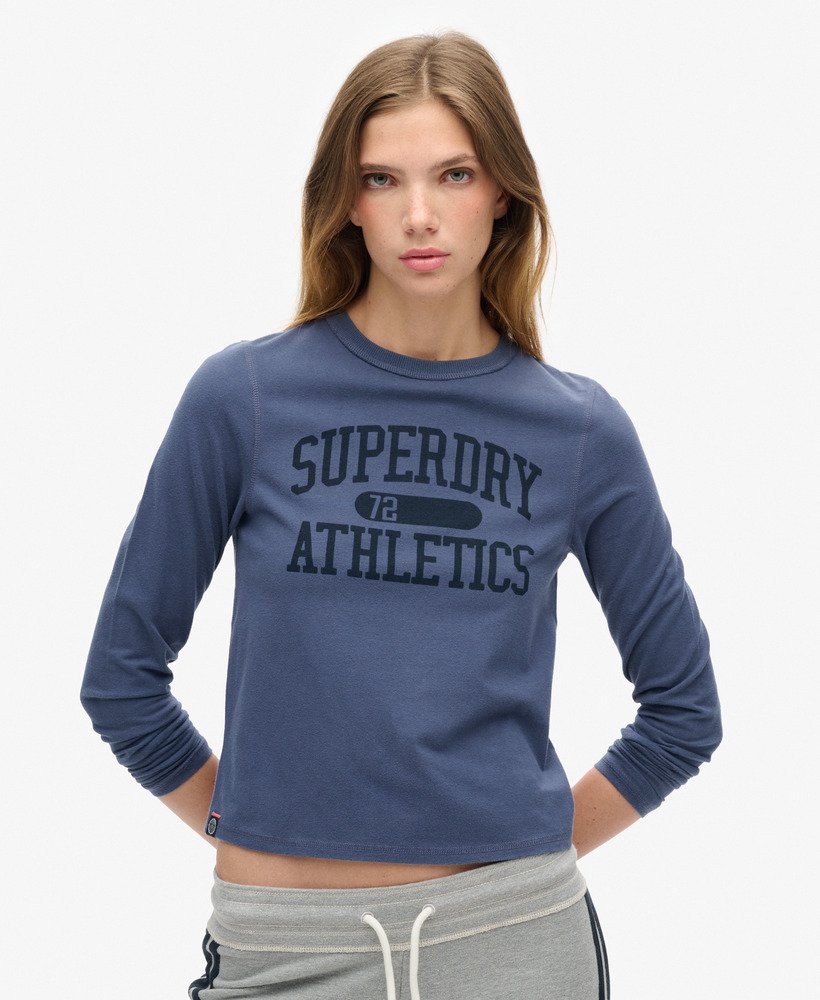 camiseta de manga comprida athletic essentials ringer slim na cor azul marinho.