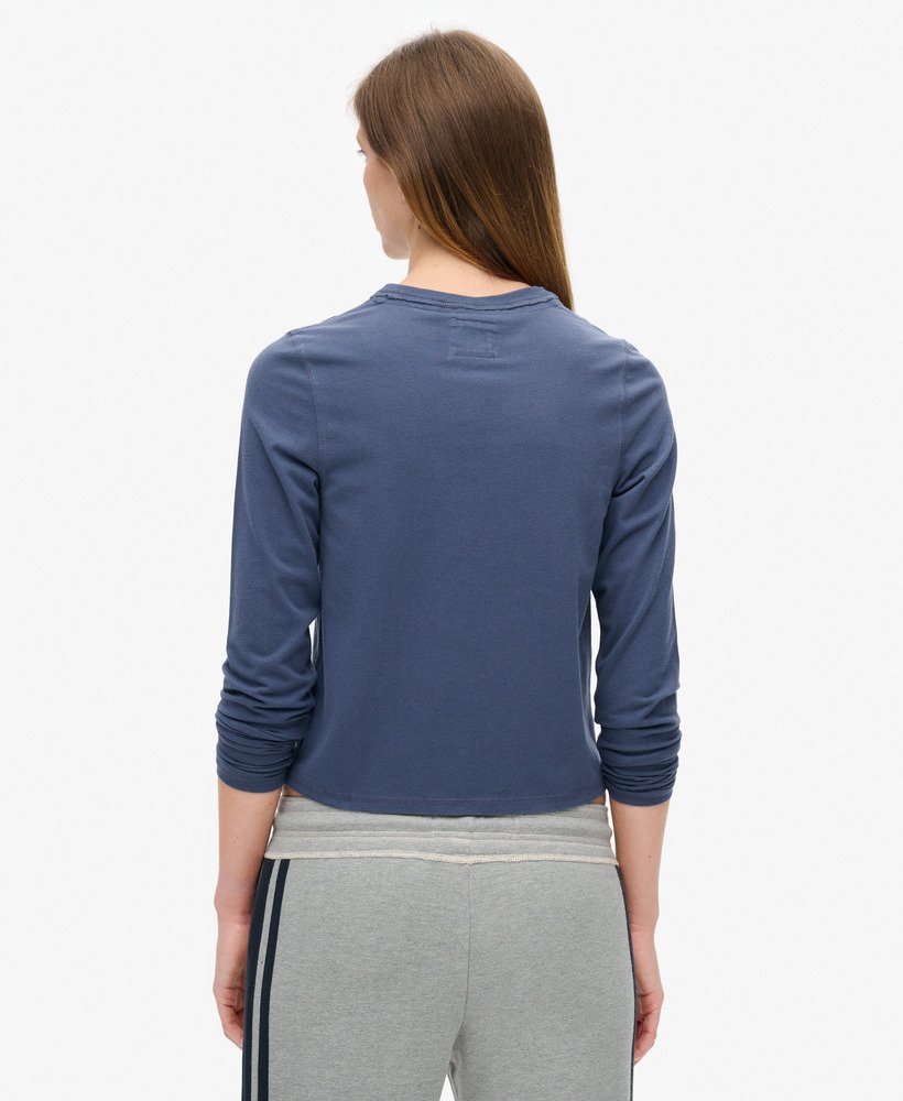 camiseta de manga comprida athletic essentials ringer slim na cor azul marinho.