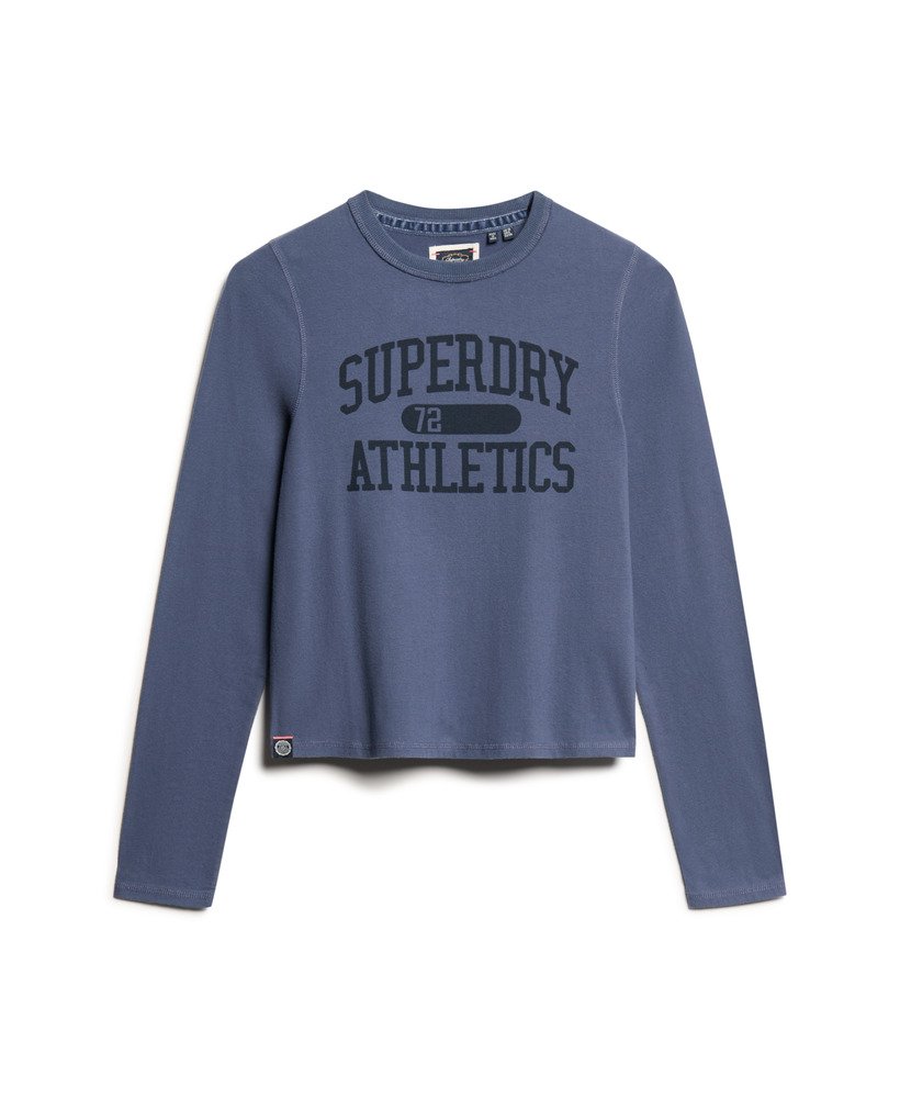 camiseta de manga comprida athletic essentials ringer slim na cor azul marinho.