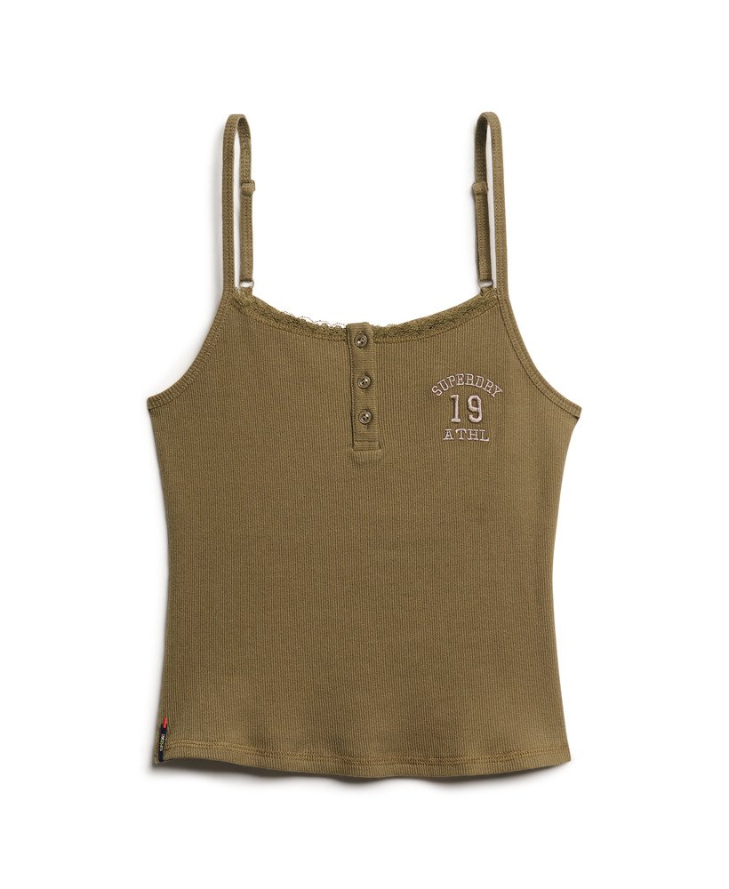 camiseta regata esportiva essencial com estampa de botões na cor verde-escura faia.