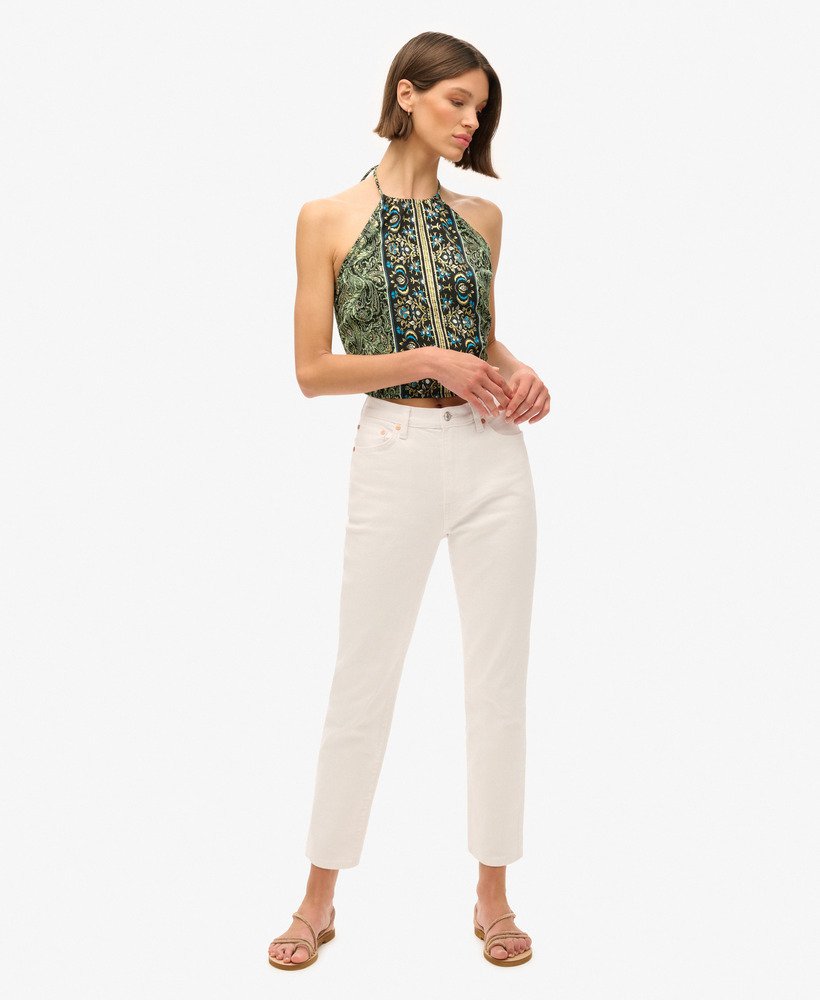 top st tropez paisley com estampa de folhas verdes.