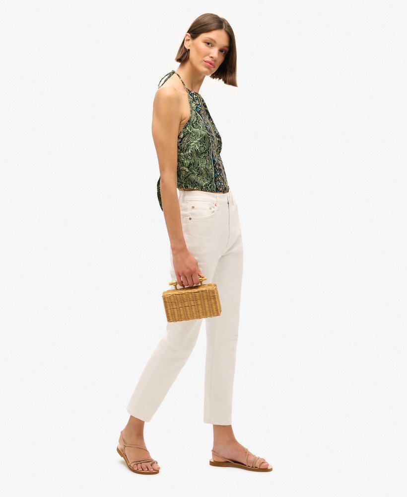 top st tropez paisley com estampa de folhas verdes.