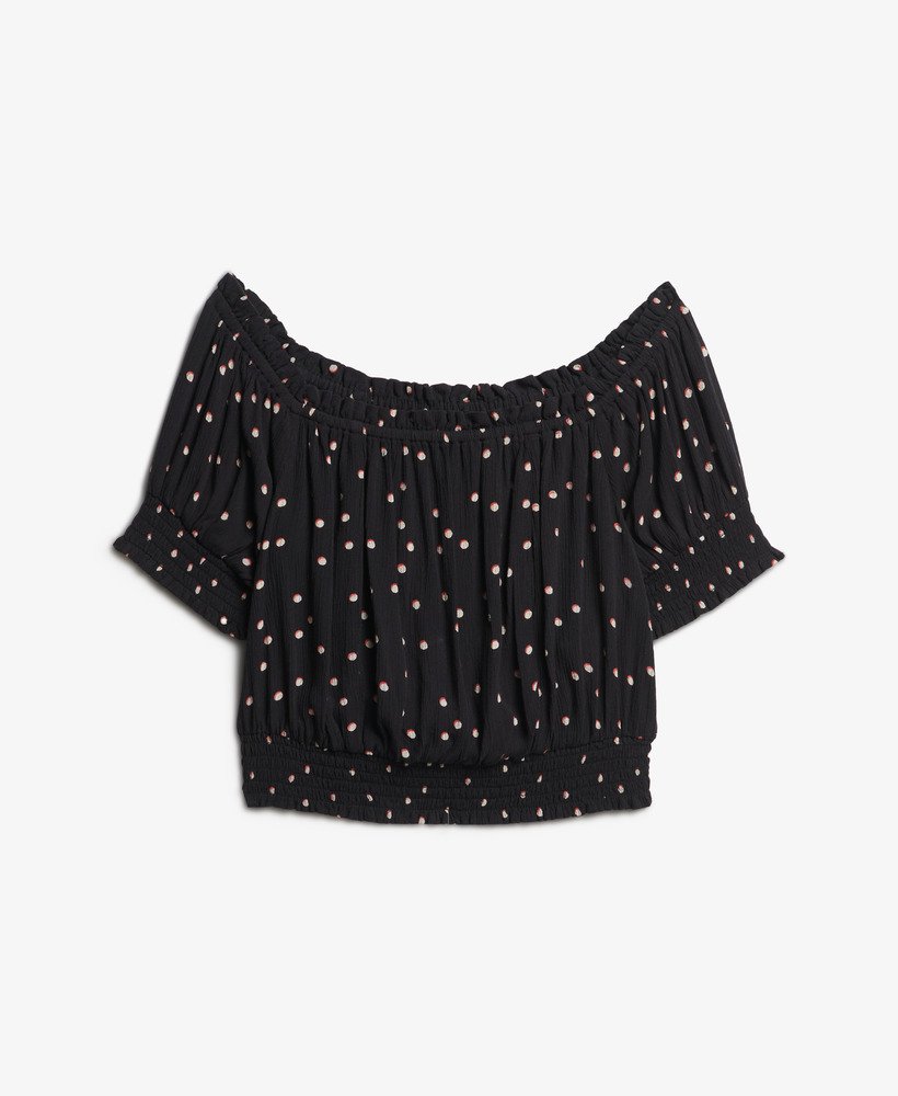 top cropped de manga curta com detalhe franzido na cor preto shadow spot