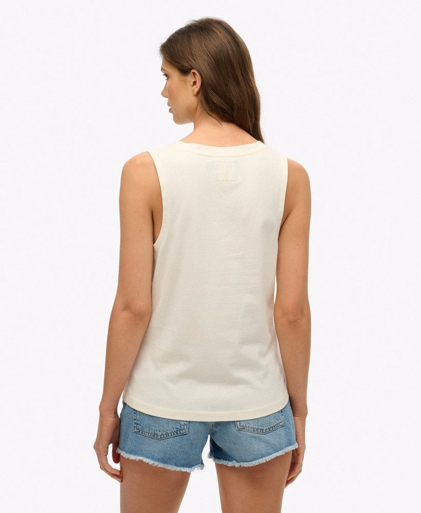 Regata vintage com decote redondo e logo neon