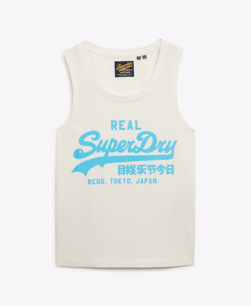 Regata vintage com decote redondo e logo neon