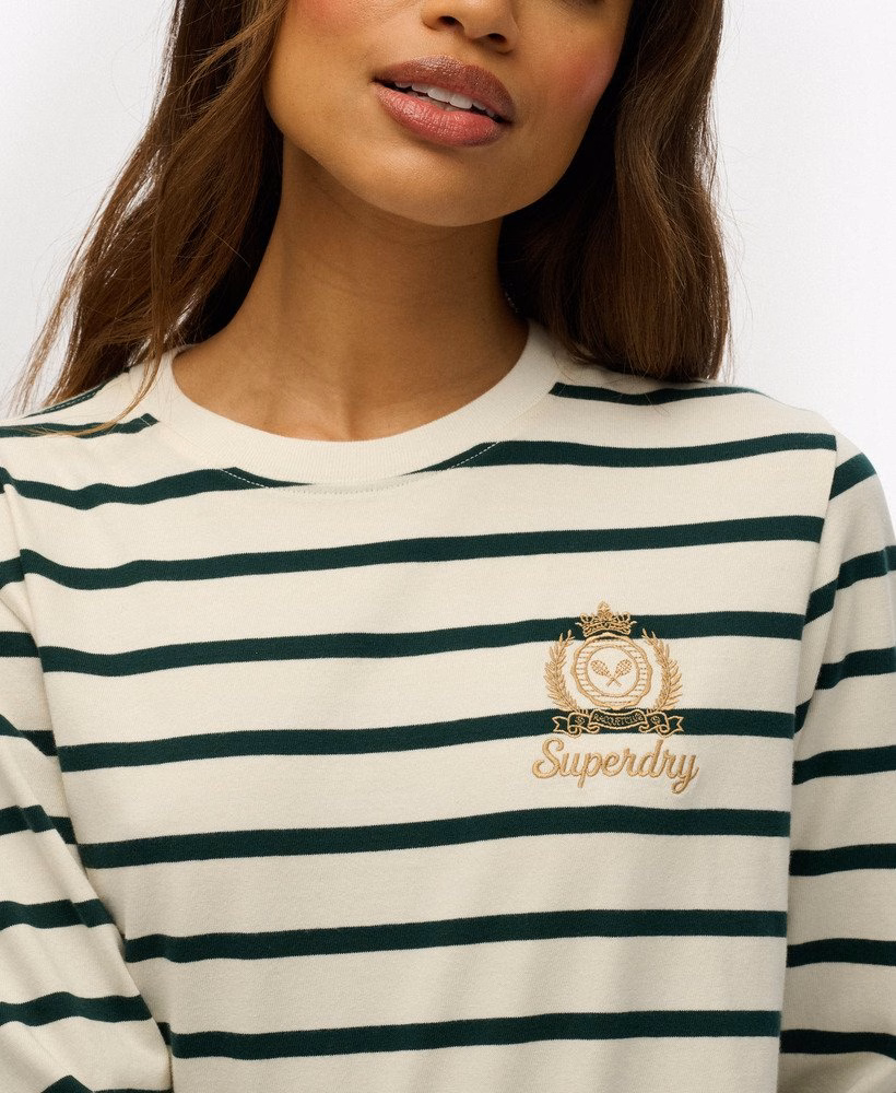 Camisa listrada de manga comprida estilo Country Club