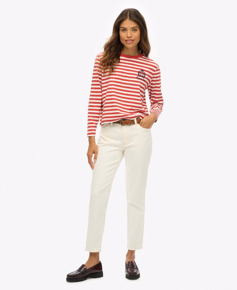 Camisa listrada de manga comprida estilo Country Club