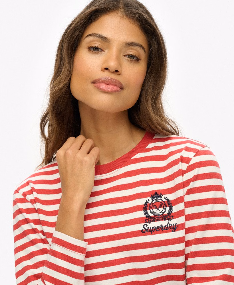 Camisa listrada de manga comprida estilo Country Club