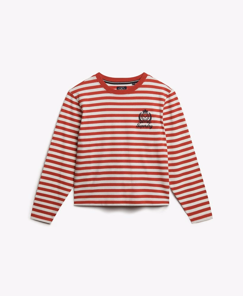 Camisa listrada de manga comprida estilo Country Club
