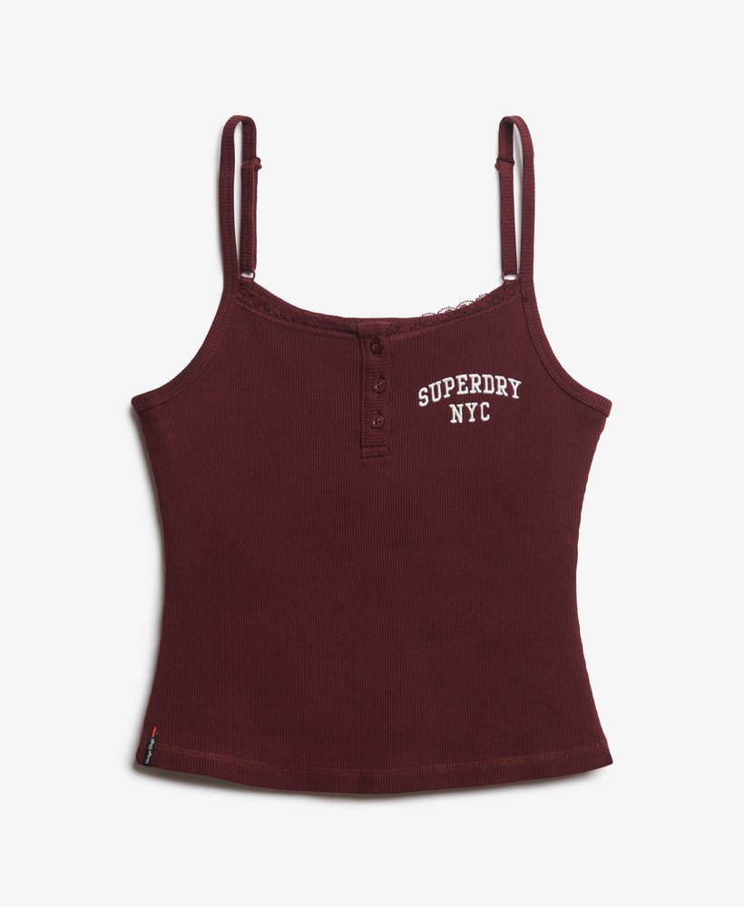 top de alças com botões bordados da athletic essentials na cor vermelho porto.