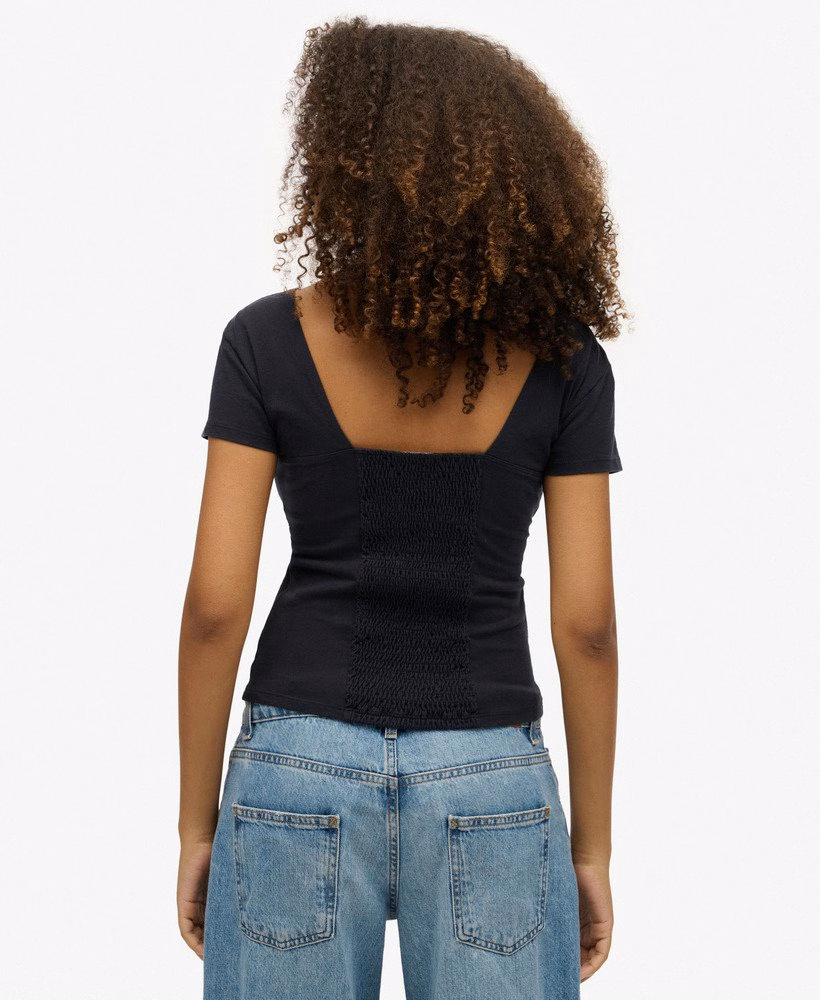 Top corset com mangas curtas