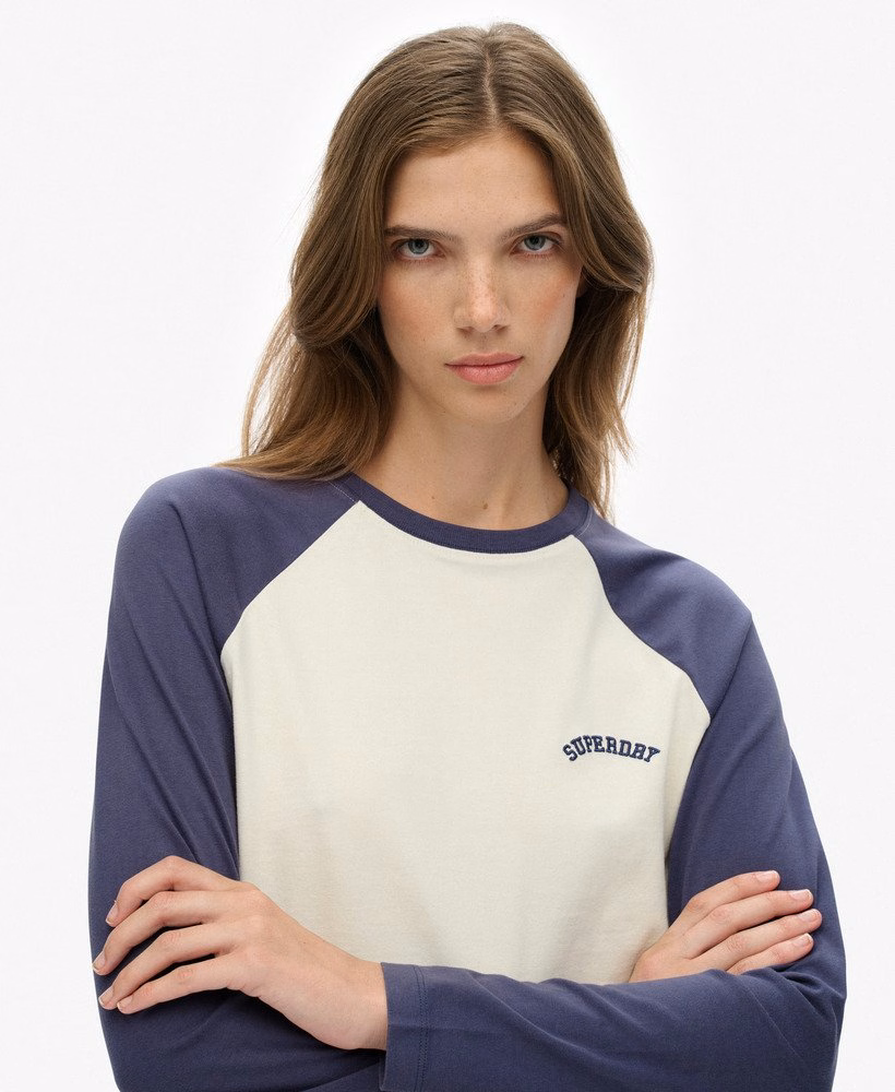 Camiseta de beisebol de manga comprida com logo essencial