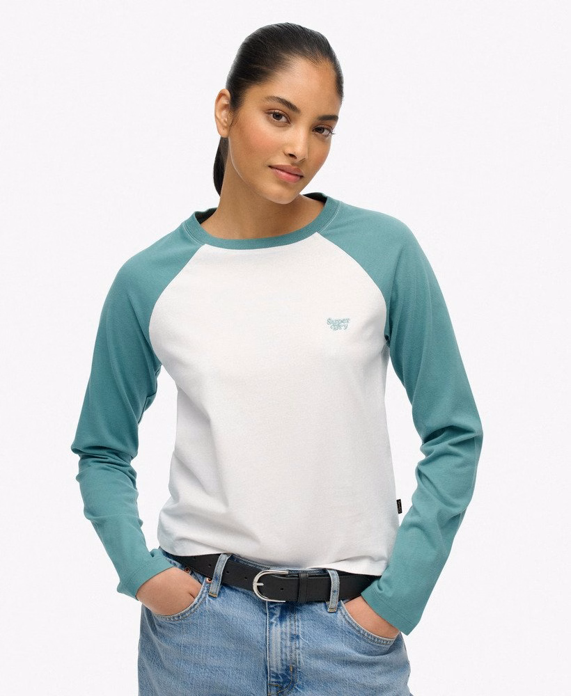 Camiseta de beisebol de manga comprida com logo essencial