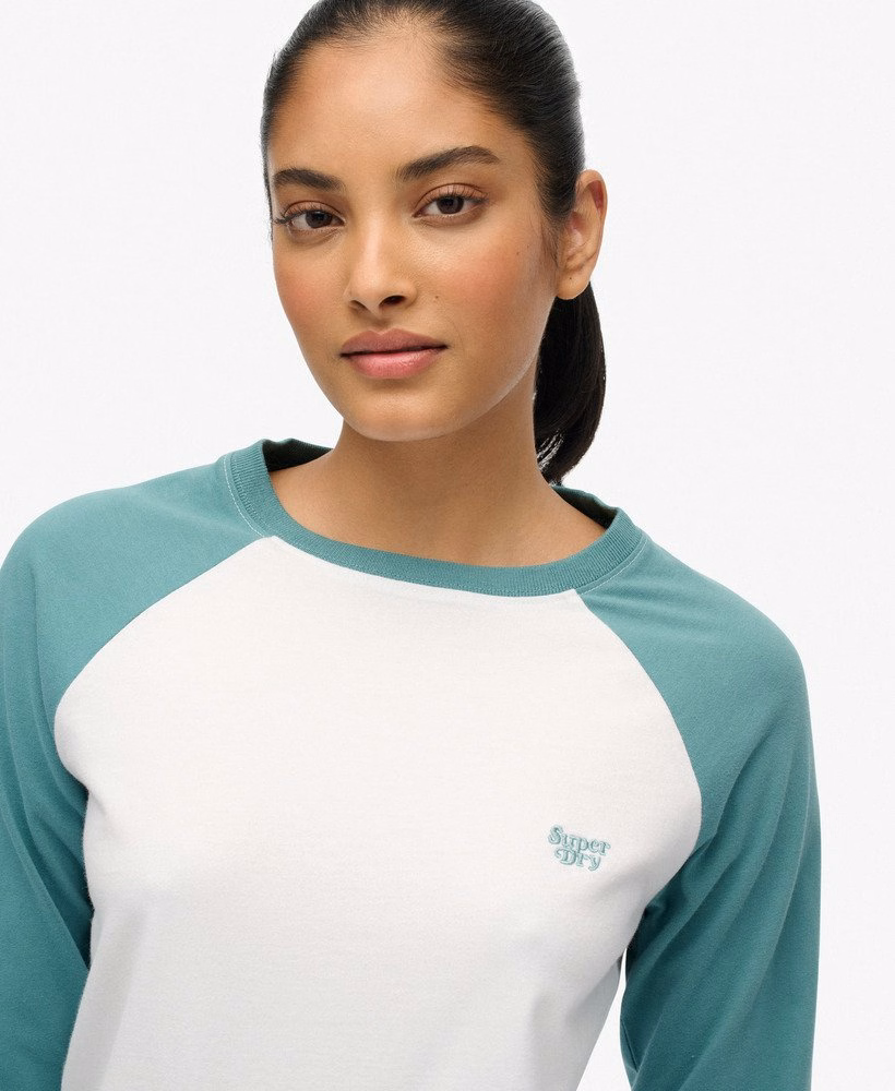 Camiseta de beisebol de manga comprida com logo essencial