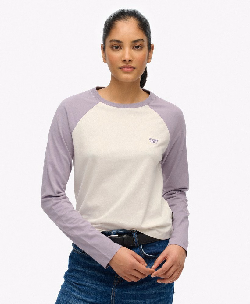 Camiseta de beisebol de manga comprida com logo essencial