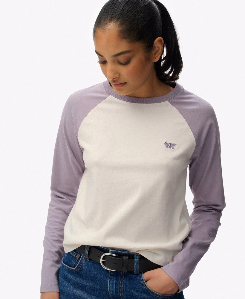 Camiseta de beisebol de manga comprida com logo essencial