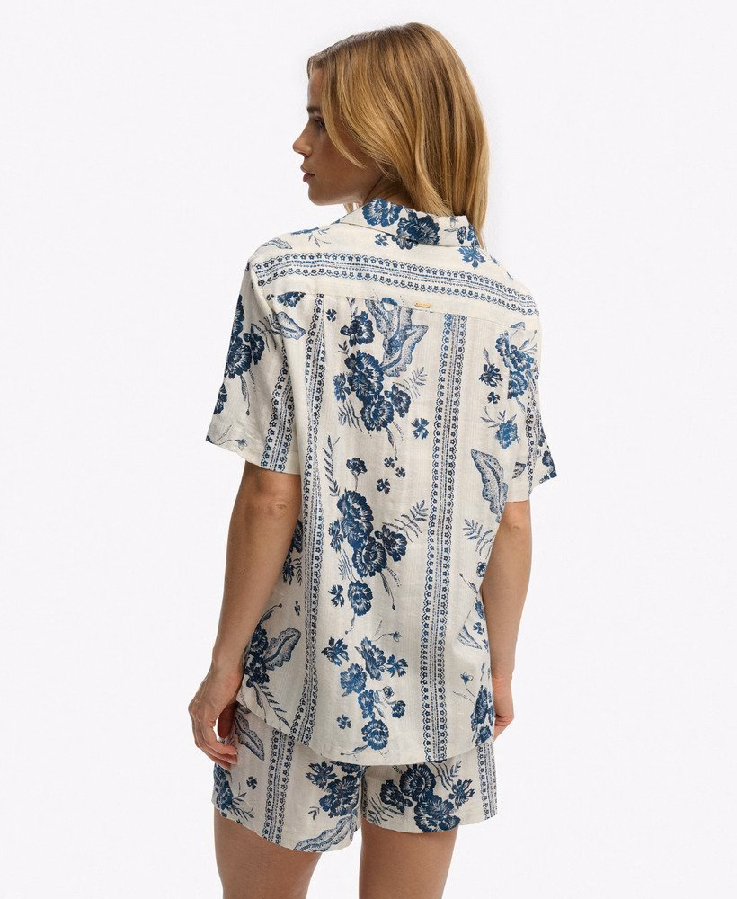 Camisa de manga curta com estampa de praia